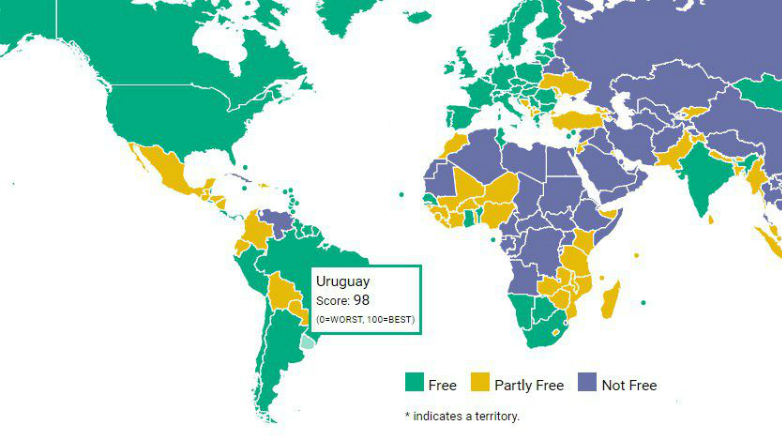 Uruguay entre los 10 países del mundo con mayor libertad